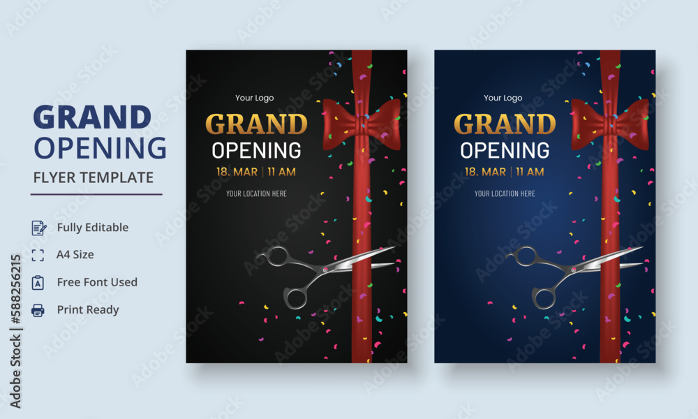 Grand Opening Flyer Template, Realistic grand Opening Invitation ...