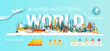 Infographic template landmark travel Asia with city monument architecture skyline.