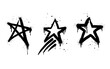 set of Spray painted graffiti Star sign in black over white. Star drip symbol.  isolated on white background. vector illustration