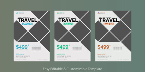 Wall Mural - travel poster or flyer pamphlet brochure design for a modern travel agencies. promotional summer hol