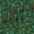 © Patrycja - Tropical background, exotic seamless pattern, trendy pattern, dark pattern, black background, green leaves, gold little dots
