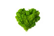 World earth day concept with green plant heart on transparent background , flat lay, top view, banner