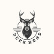 deer head logo with vintage design concept