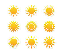 Sun Icons Vector. Elements For Design. Sunshine, Sunset Vector Illustration.