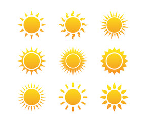 Wall Mural - Sun icons vector. Elements for design. Sunshine, Sunset vector illustration.