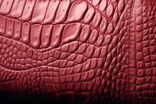  A Close Up Of A Red Alligator Skin Textured With Water Drops On The Surface Of The Skin Of A Crocodile's Leather Texture.  Generative Ai