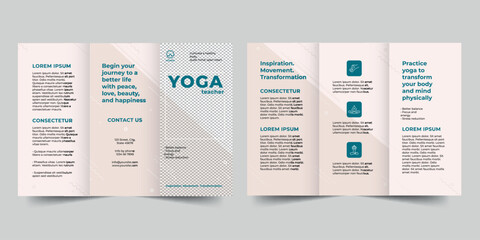 Wall Mural -  Yoga Instructor  trifold brochure template. A clean, modern, and high-quality design tri fold brochure vector design. Editable and customize template brochure