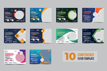 Wall Mural - Corporate horizontal business conference flyer template bundle or online webinar and technology conference social media banner layout. live webinar event invitation banner design.	
