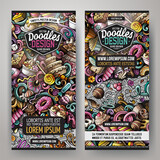 Fototapeta Młodzieżowe - Cartoon cute doodles Desserts banners set