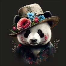 Fashion Cute Panda Wearing A Hat 