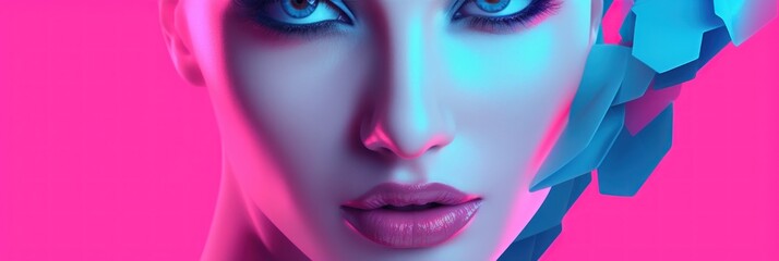 high fashion model with creative coloring background. a collage with a photo and paints. contemporar
