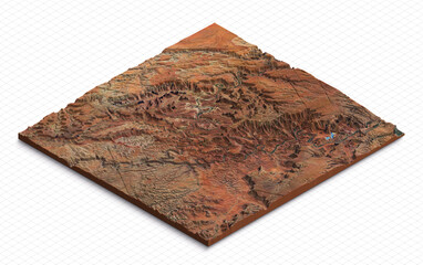3d model of canyonlands national park, utah usa. isometric map virtual terrain 3d for infographic. g