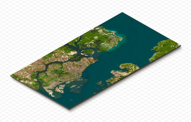3d model of singapore. isometric map virtual terrain 3d for infographic. geography and topography pl