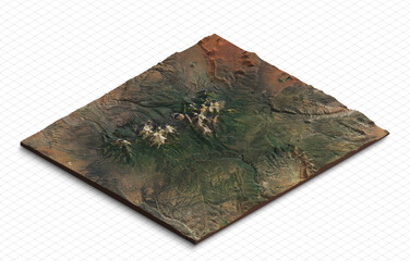3d model of the mountains in utah, usa. mountain waas, mountain peale, south mountain. isometric map
