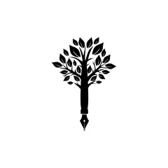 Poster - Pen tree creative concept logo isolated on transparent background