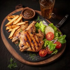 Sticker - grilled chicken with french fries