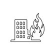 burning high-rise building icon on a white background, vector illustration