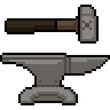 pixel art hammer anvil blacksmith