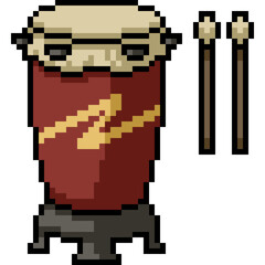 Poster - pixel art old wood drum