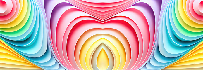 Wall Mural - abstract background with pastel colorful paper cut shapes, ai generation, banner