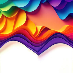 Wall Mural - abstract background with colorful paper cut shapes, ai generation, banner, place for text.