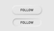 © Design Ful - Follow icon in neumorphism style. Icons for business, white UI, UX. Subsribtion symbol. Button, member, socail media, join. Neumorphic style. Vector illustration.