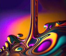 Aufkleber - abstract colorful background of oil, drops in liquid, ai generation, place for text