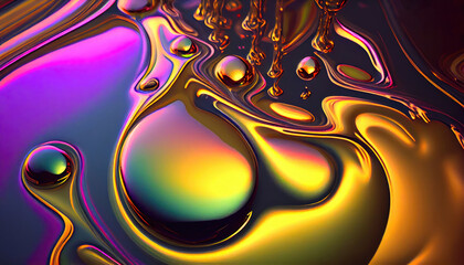 Aufkleber - abstract colorful background of oil, drops in liquid, ai generation