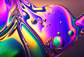 Aufkleber - abstract colorful background of oil, drops in liquid, ai generation