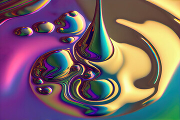 Aufkleber - abstract colorful background of oil, drops in liquid, ai generation