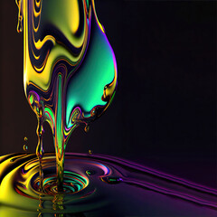 Aufkleber - abstract colorful background of oil, drops in liquid, ai generation, place for text