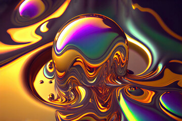 Aufkleber - abstract colorful background of oil, drops in liquid, ai generation