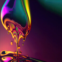 Aufkleber - abstract colorful background of oil, drops in liquid, ai generation, place for text