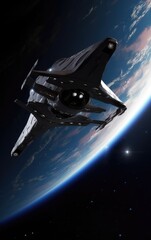 Wall Mural - spaceship in deep space, made with generated ai