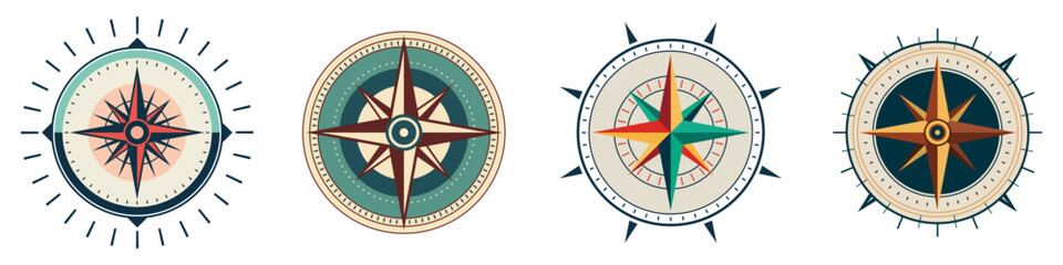 compass icons set. vector compass icons. compass cute icons. compass symbols.