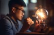 © Kateryna - An entrepreneur pitching their idea, bokeh, Non-existent person in generative AI digital illustration,  Generative AI