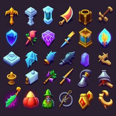 object rpg 2d game icons ai generated