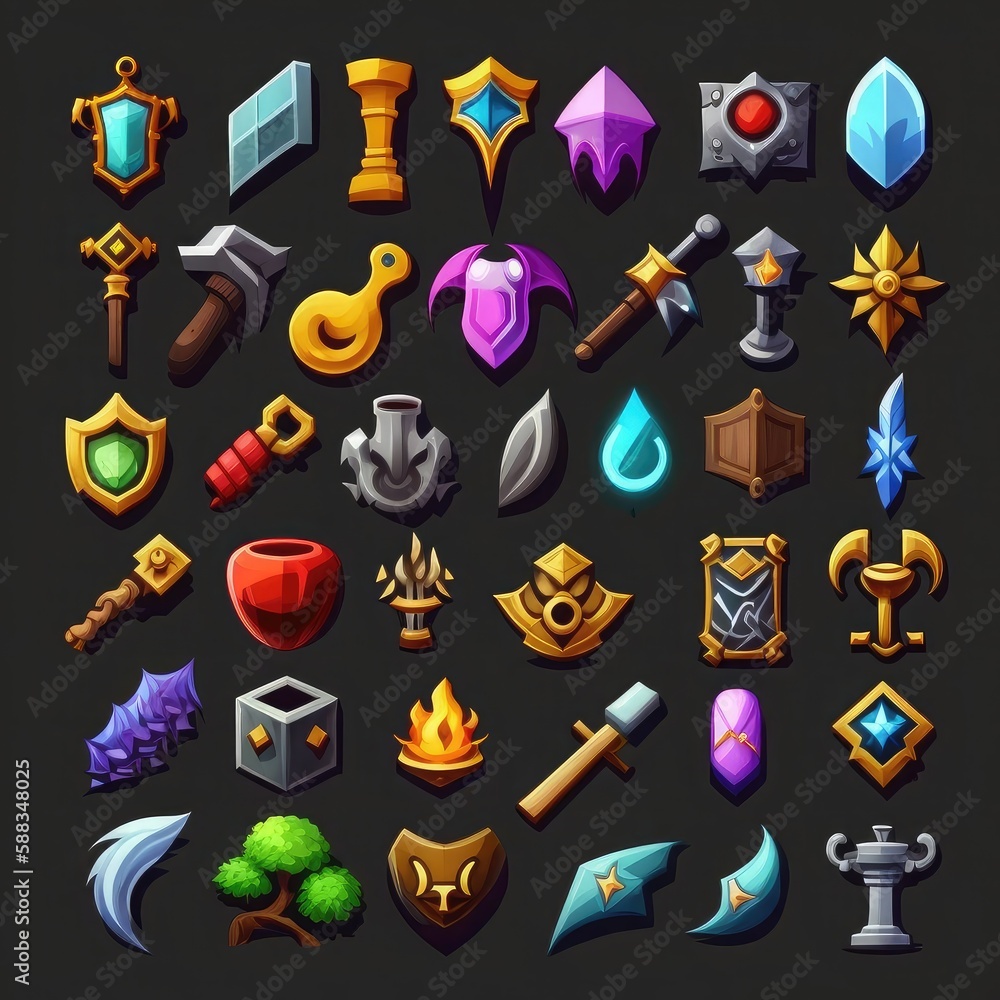symbol rpg 2d game icons ai generated Stock Illustration | Adobe Stock