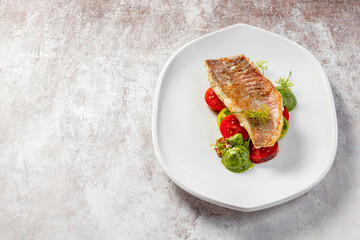 Sticker - Sea bass fillet with tomatoes and pesto sauce