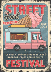 Poster - Food truck vintage flyer colorful