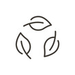 Recycle biodegradable vector thin line icon outline illustration with circular leave leaf shapes. Eco sustainable design graphic element