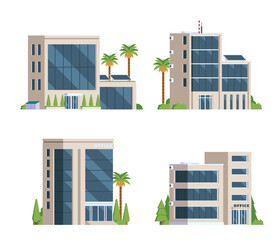 Vector element collection of office building with diverse architecture. flat design style for city illustration