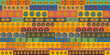 African seamless pattern with colored symbols and motifs