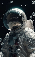 Wall Mural - close-up of an astronaut's helmet reflecting outer space, emphasizing detailed equipment and the vas
