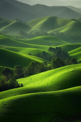 Wall Mural - Beautiful scenic green valley generative AI