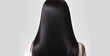 Back view of woman with silky long hiar for beauty and salon , shampoo and a serum hair product , Generative AI