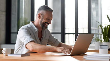 Finding Joy in Work: A Man's Laughter in the Midst of Productivity – Generative AI