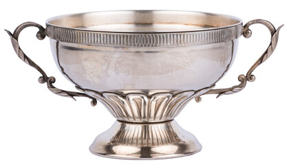 Antique art deco sterling silver bowl or chalice kitchenware or silverware, isolated on white or transparent background
