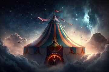 Wall Mural - Fantasy circus in the sky created with Generative AI 
