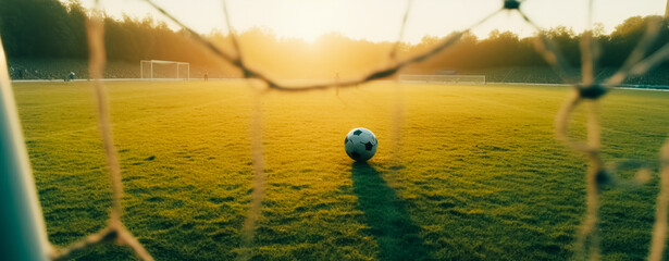 Sticker - The top of a football field gate with a ball